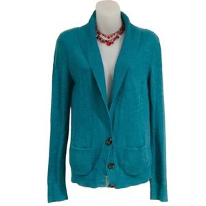 NICE SWEATER CARDIGAN IN A RICH TURQUOISE COLOR W/ POCKETS